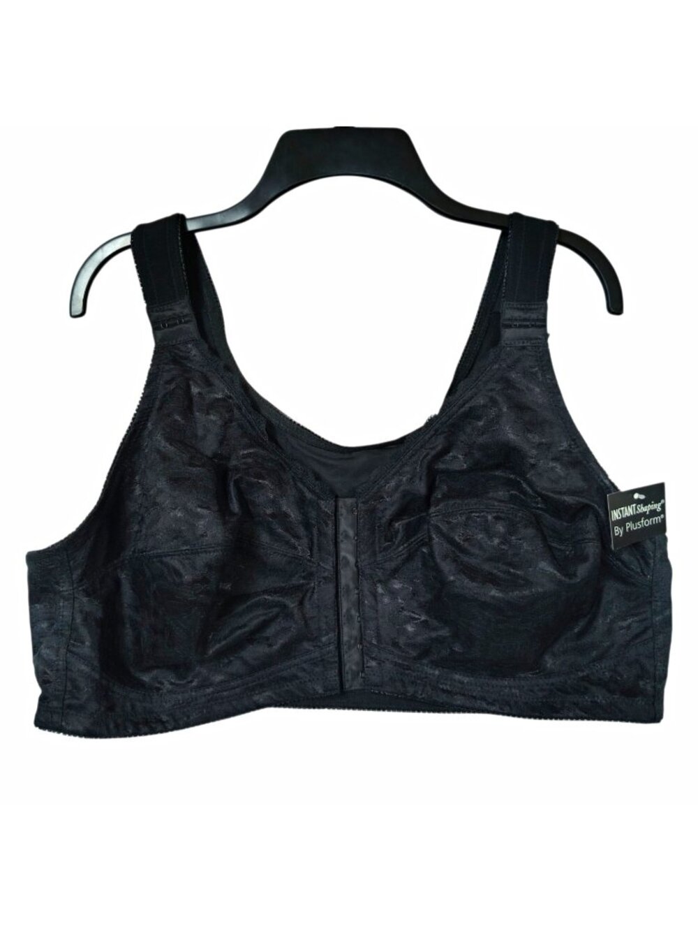 Plusform Instant Shaping Posture Bra 46C Black Wireless Front Close Style 1628